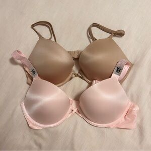 Victoria's Secret Pink and Tan Push-Up Bra Duo